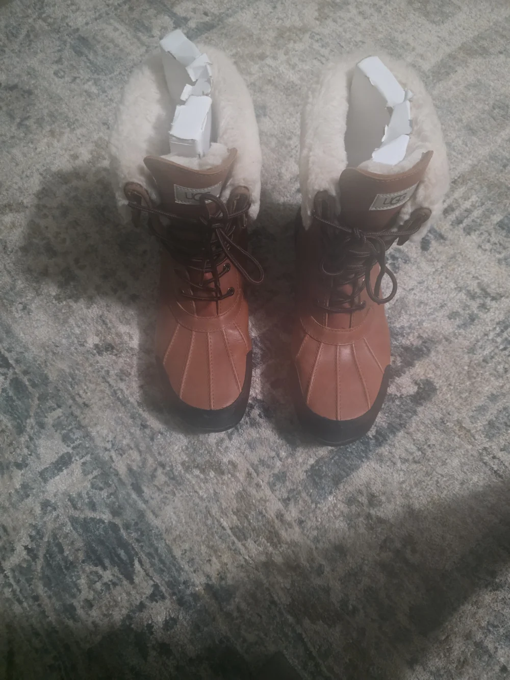 UGG Adirondack Lace-Up BUTTE Brown Shearling Winter Boots Size 14